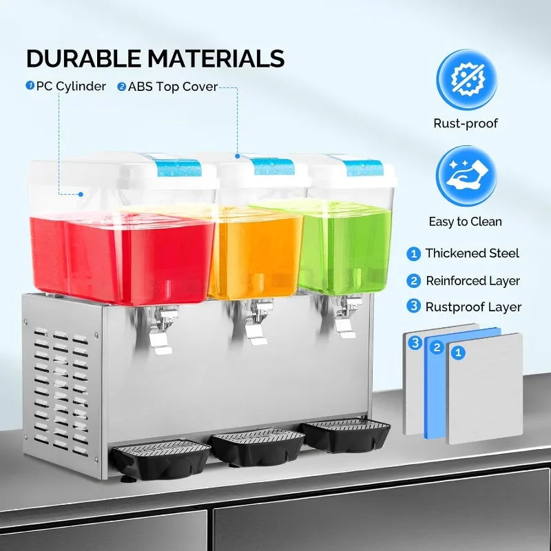 ROVSUN 14.4 Gal/54L Commercial Beverage Dispenser, Stainless Steel with Thermostat Controller for Home Restaurant Bar Party