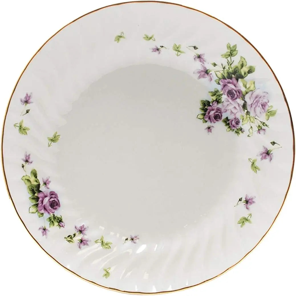 Tableware Set 45-Piece Dinner Set With Gold Trim Vintage Floral Each Piece Is Shaped With A Fanciful Swirl Shape