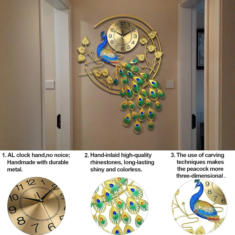 Wall Decororation Silent Art Digital Wall Clock With Metal Design No Ticking for Living Room Decoration