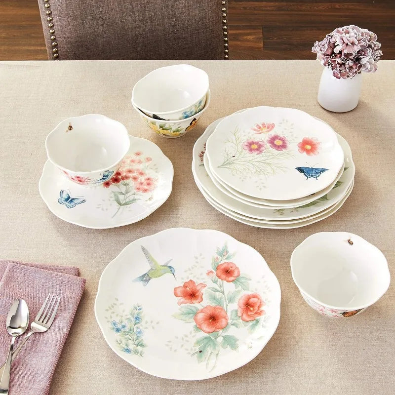 883319 Butterfly Meadow Flutter 12Pc Dinnerware Set,Multicolor