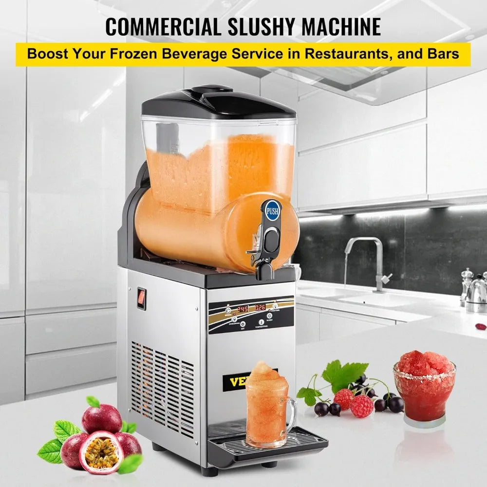 Commercial Slushy Machine, Stainless Steel Smoothie Frozen Drink Maker, 500W 110V