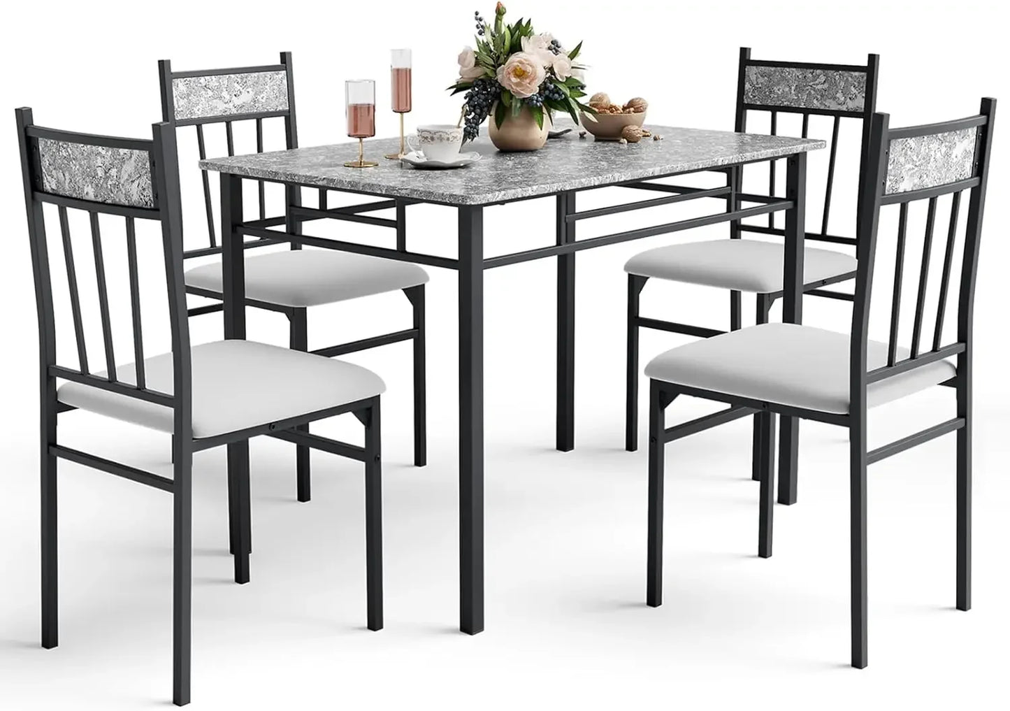 Table and Chairs Set of 4, Modern Rectangular Dining Room Table with Upholster