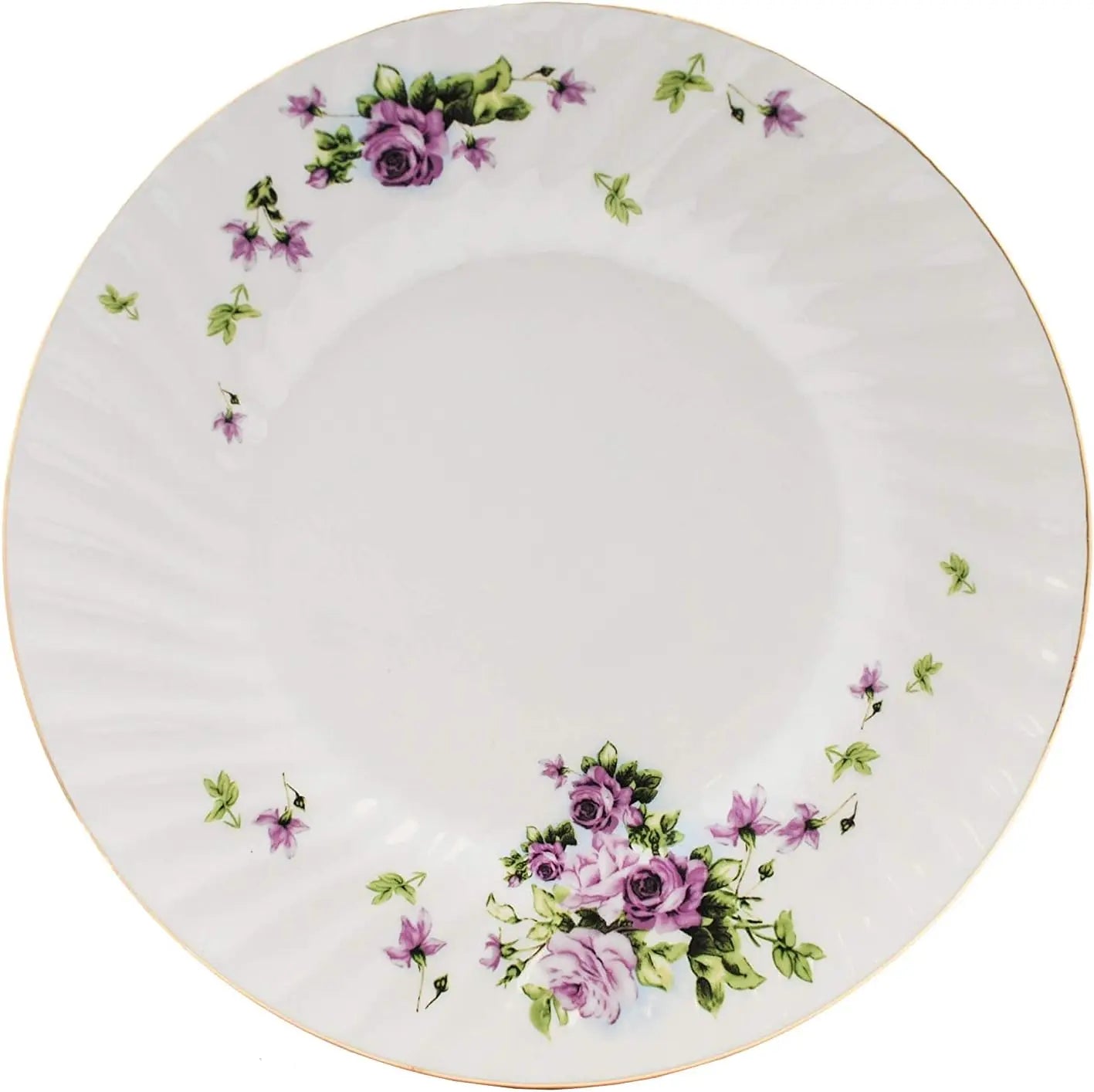 Tableware Set 45-Piece Dinner Set With Gold Trim Vintage Floral Each Piece Is Shaped With A Fanciful Swirl Shape