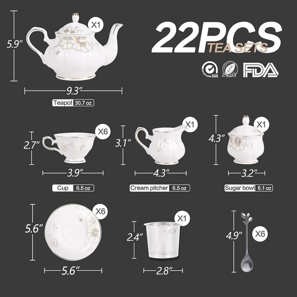 Matcha Set Tea Set 22 Pieces Ceramic Coffee Tea