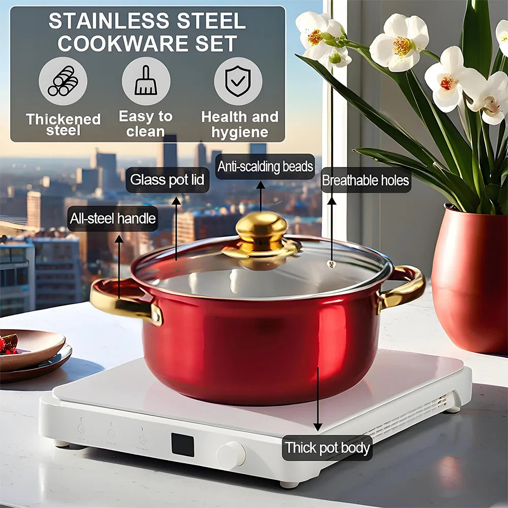 Cookware Set Non-Stick Pan Stock Soup Pots Casseroles Cooking Pot Kitchen Utensils Cooking Tool