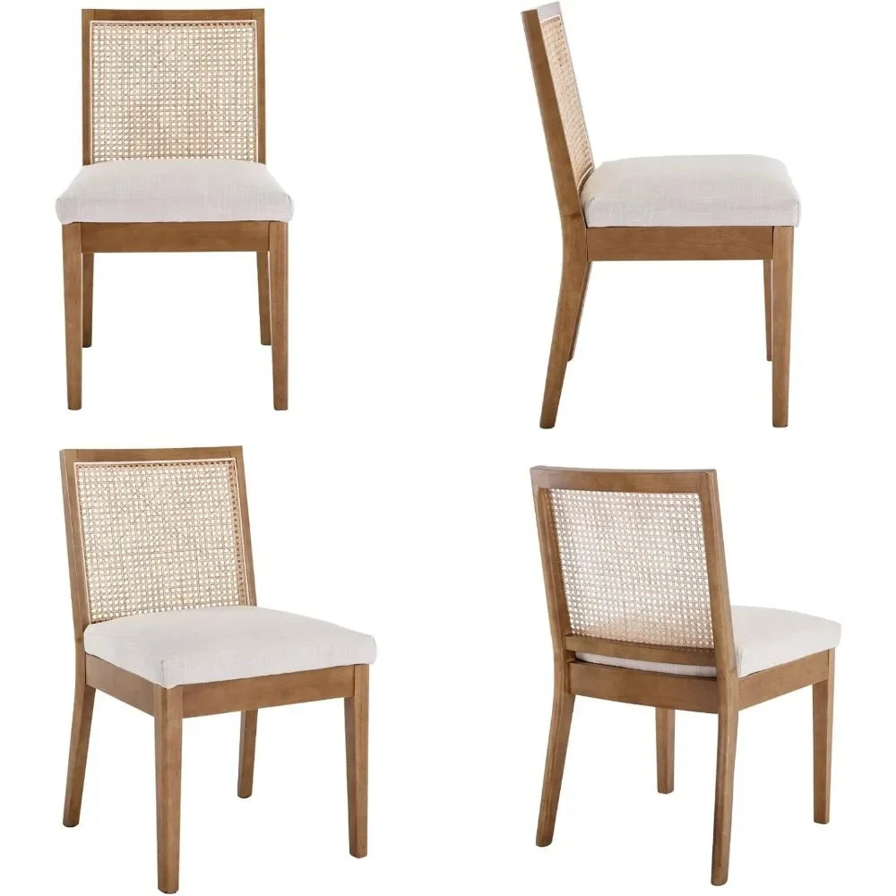 LIVINOVA Farmhouse Rattan Dining Chairs Set of 6,Mid Century Modern Kitchen & Dining Room