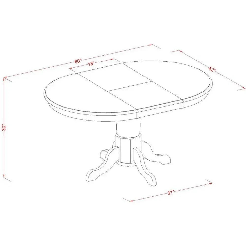 Dining Room Furniture Set 7 Piece Consist of an Oval Kitchen Table