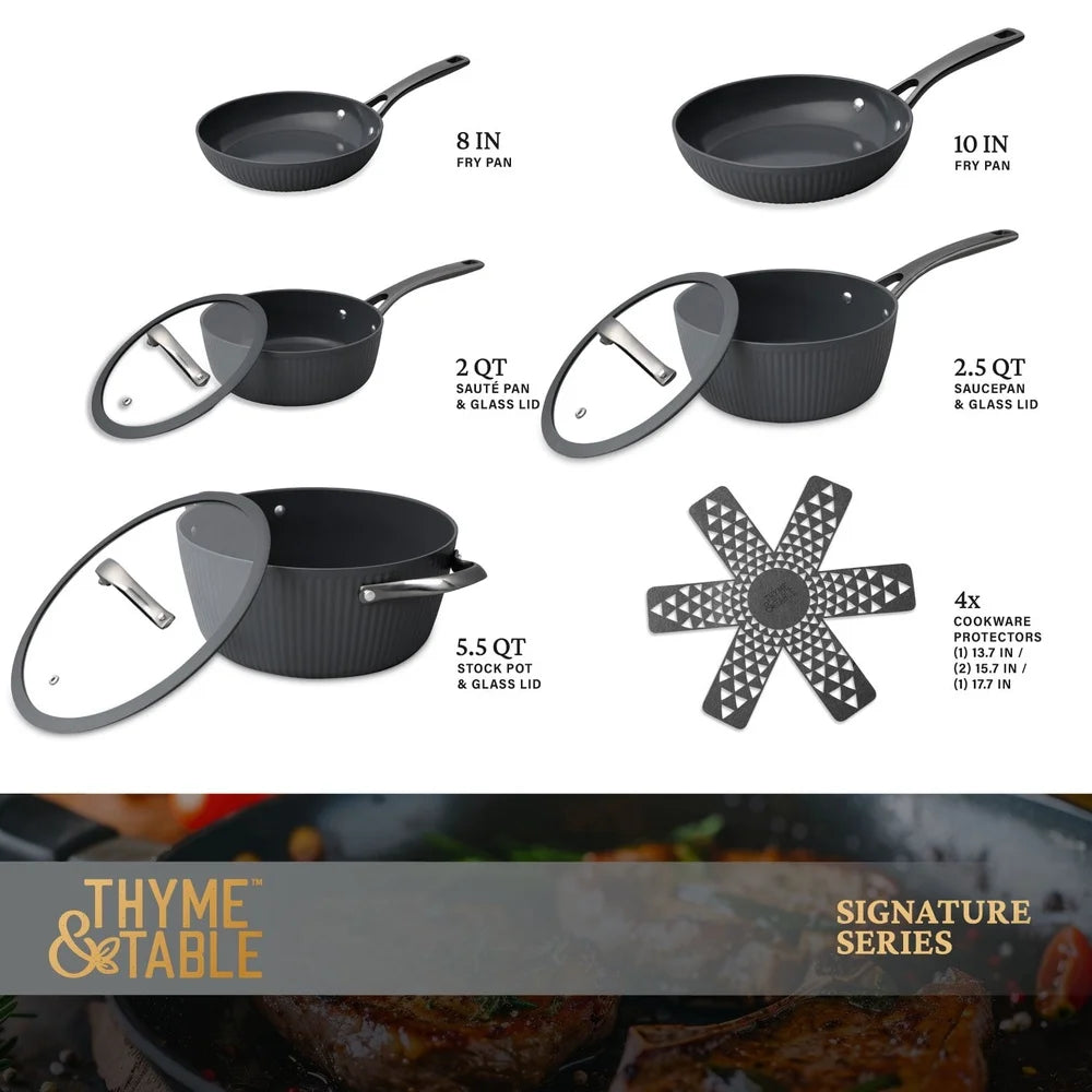 Cookware Set with Heavy Gauge Aluminum Cookware Protectors Induction Compatible Dishwasher Safe Durable