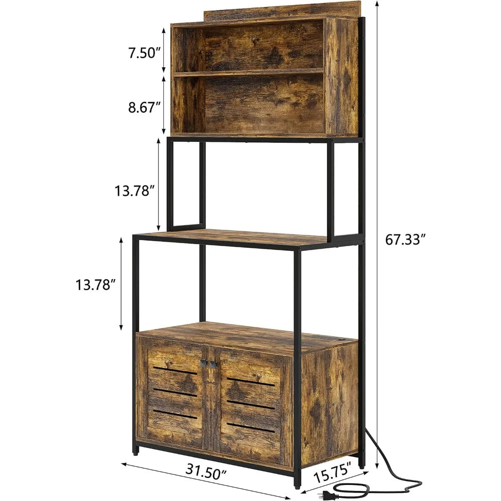 Bread rack, five layer shelf with power socket, microwave shelf, vertical kitchen storage