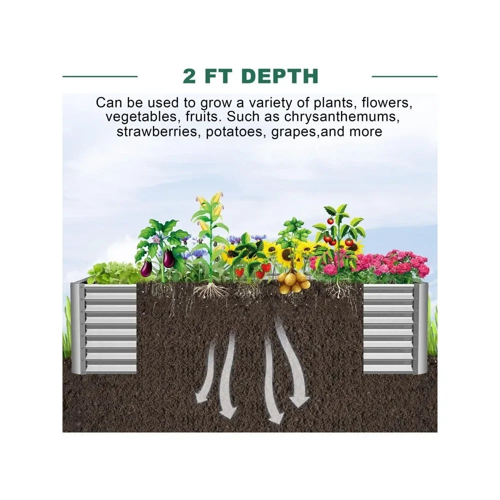 Outdoor Garden Raised Planter Galvanized Metal Raised