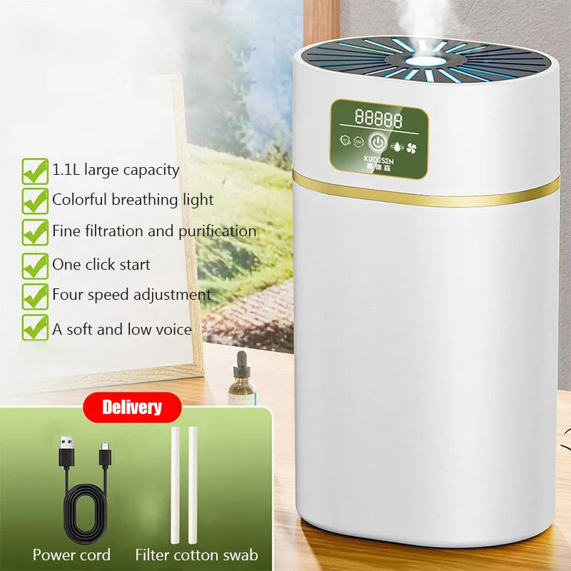 1100ml Quiet Humidifier š§ Large capacity, aromatherapy ready, with 7-color ambient light.