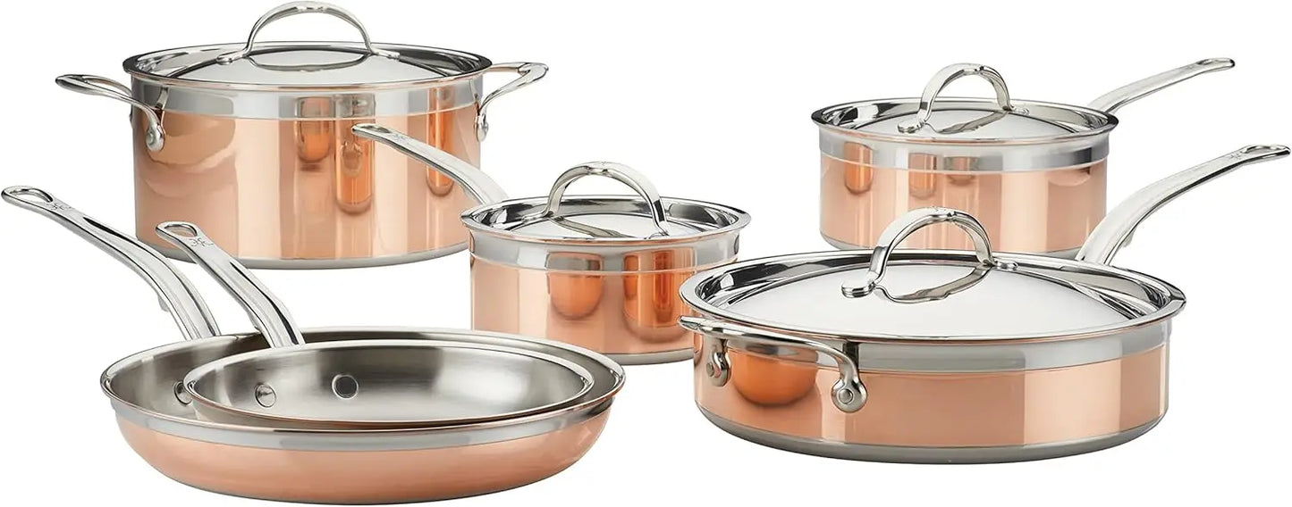 Ultimate Cookware Set Induction Cooktop Compatible Stainless Steel Copper