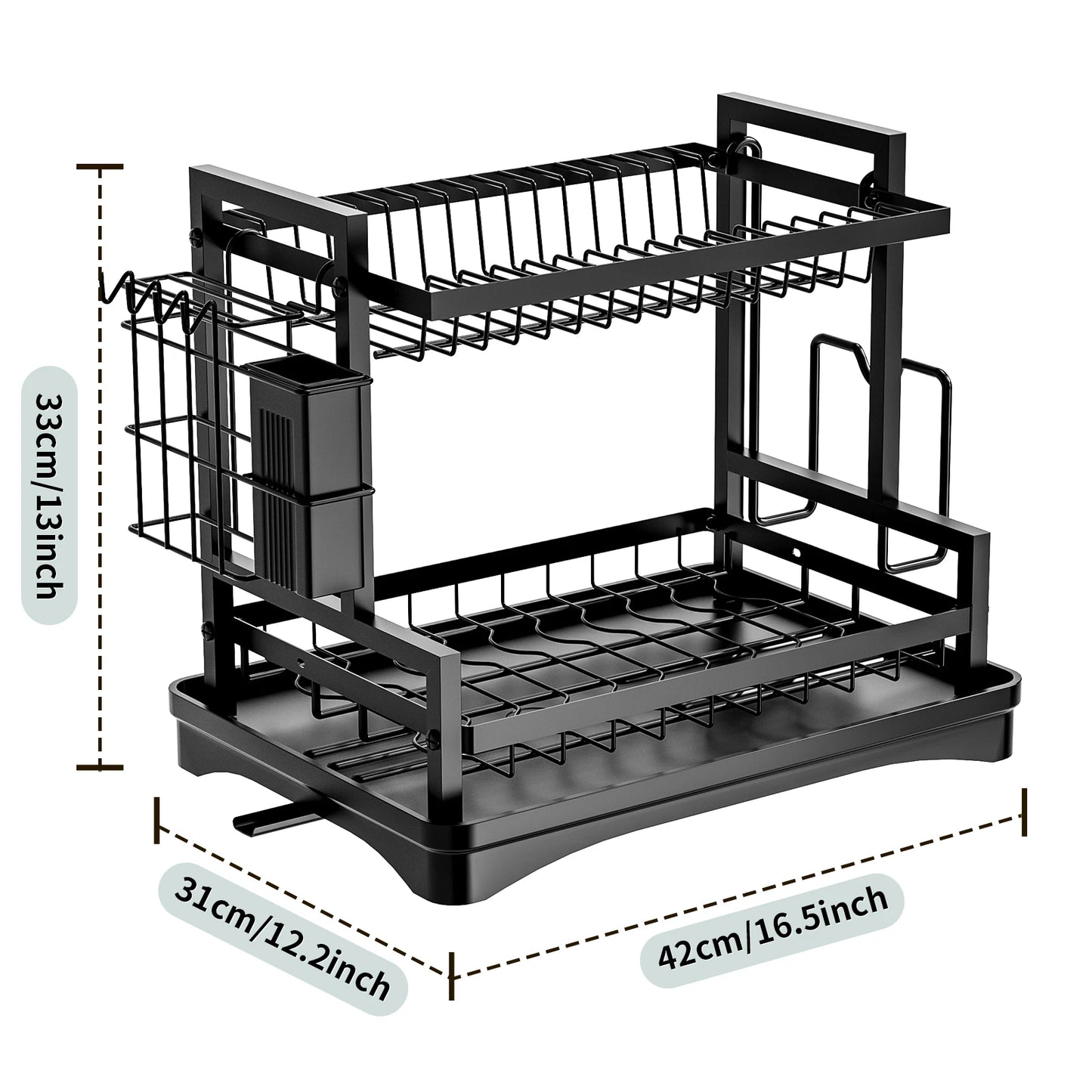 Dish Drying Rack, Space-Saving 2-Tier Dish Drying Rack