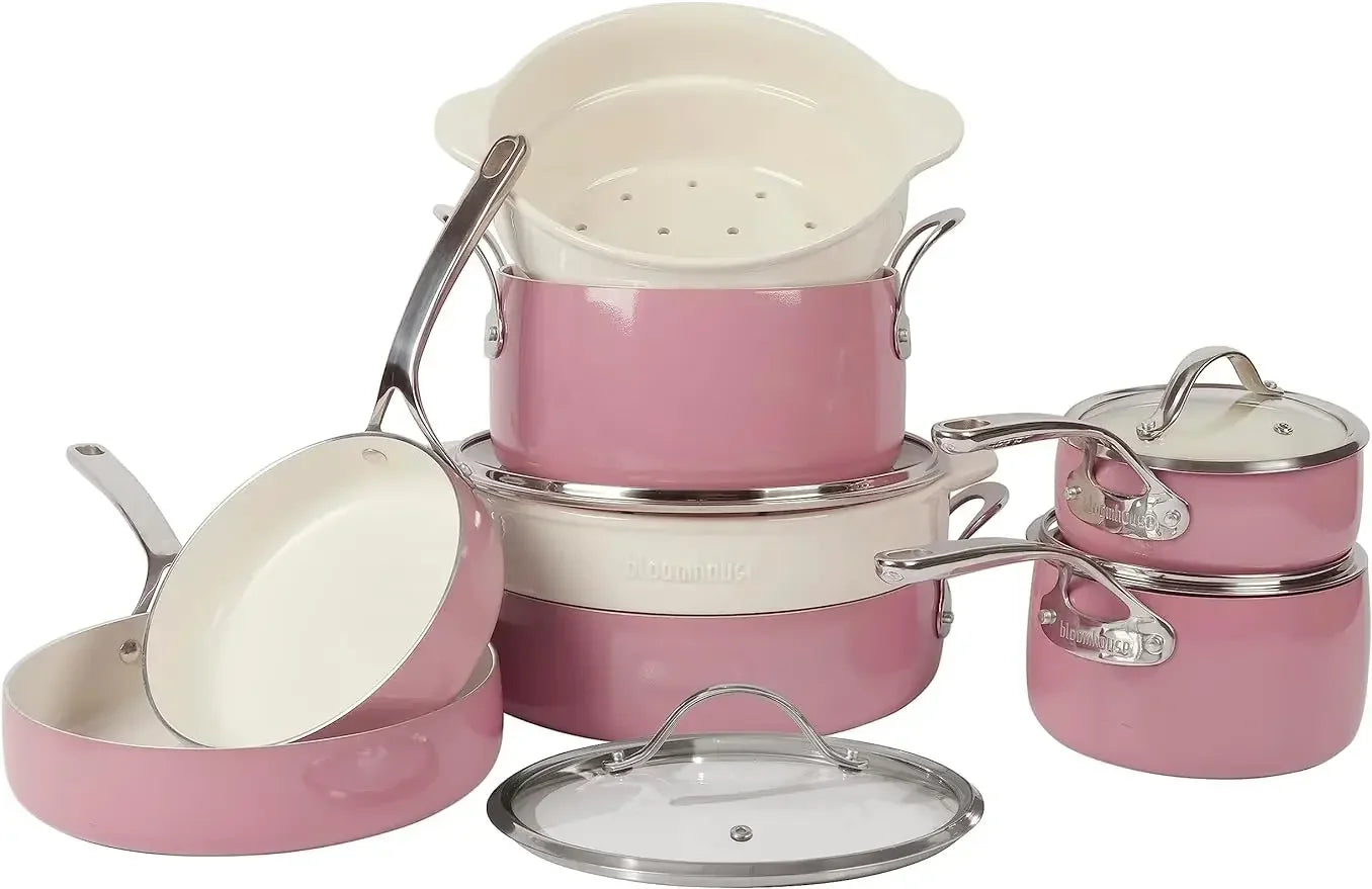 Cookware Set with Aluminum Pots and Pans, Set, Non-Toxic Ceramic Non-stick, Opren's Favorite Things, 12 PCs