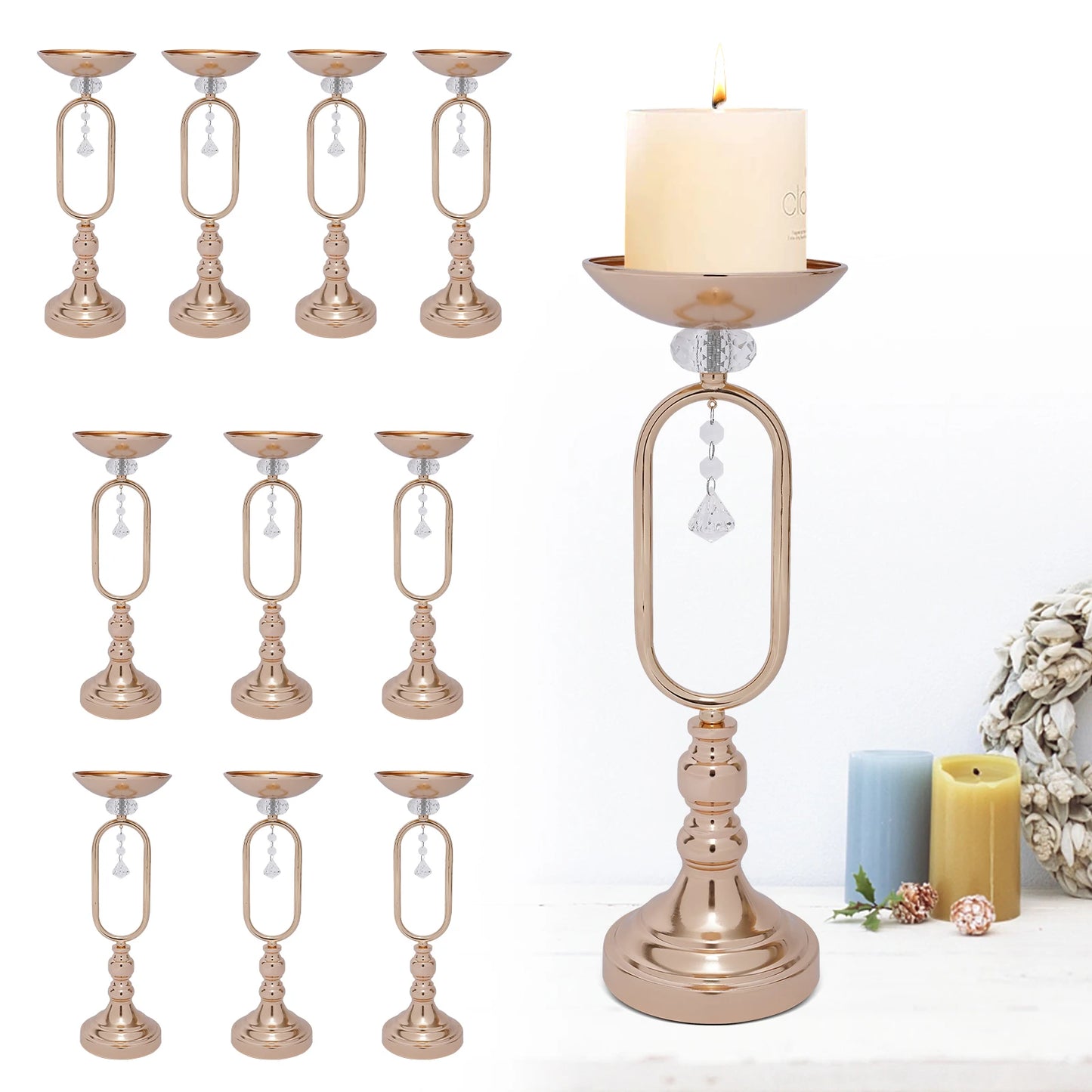 Gold Vases for Centerpieces Candle Stand for Living Room and wedding Decorations