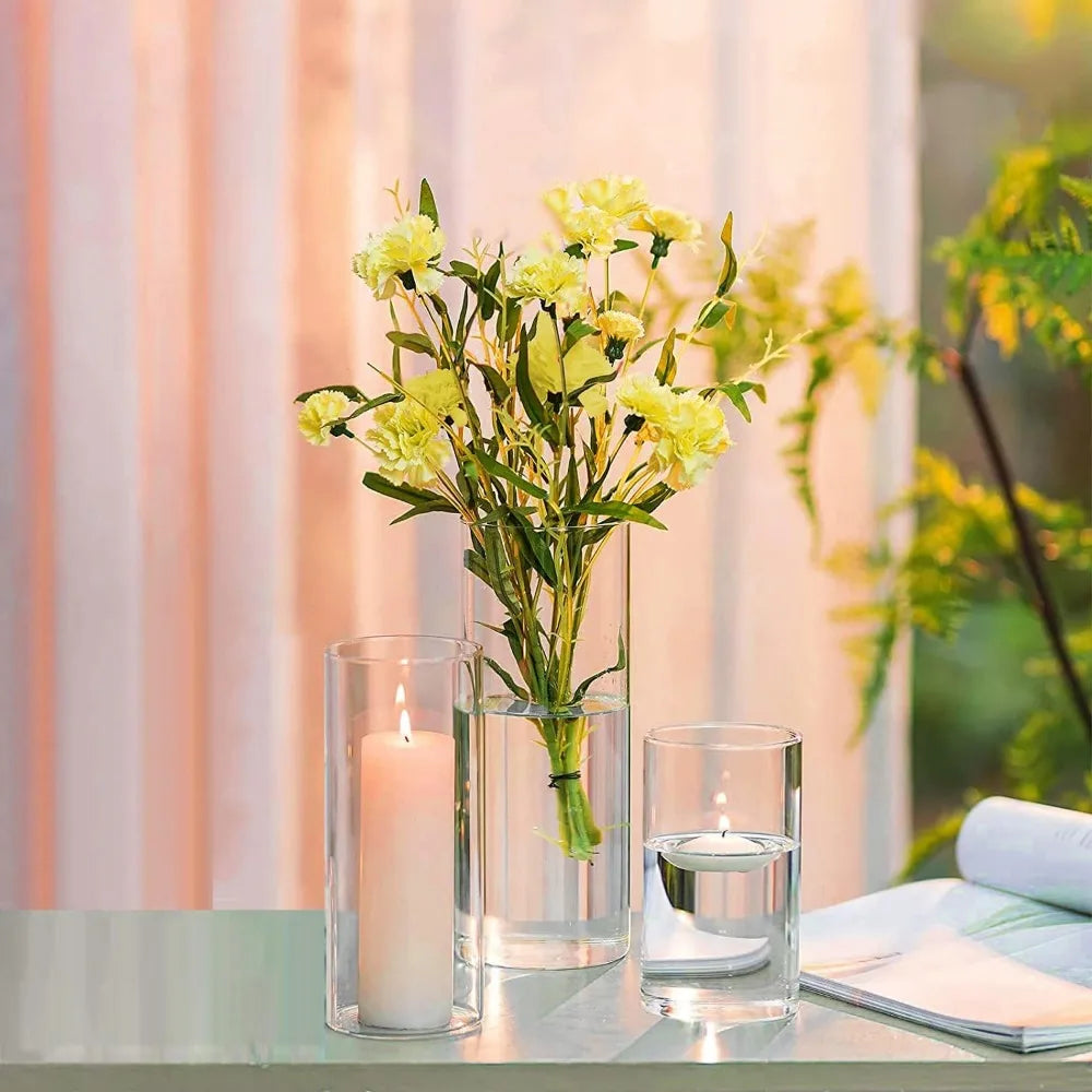 Flower Vase Glass Cylinder Vases Wedding Table Decoration Home