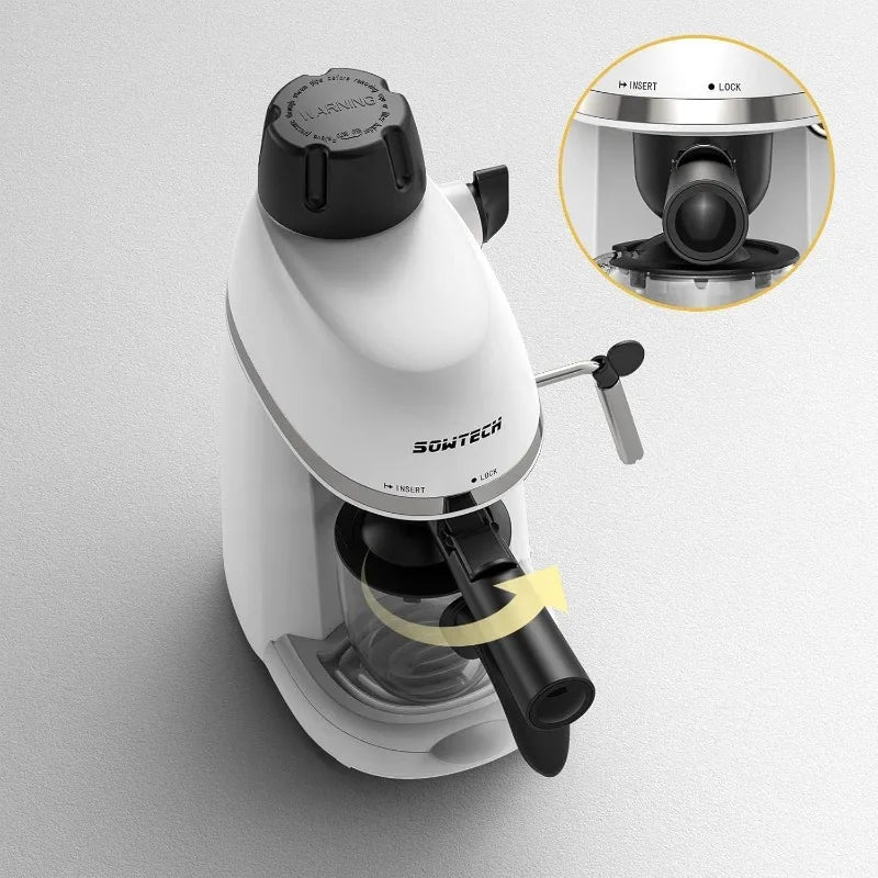 Espresso Coffee Machine Cappuccino Latte Maker 3.5 Bar 1-4 Cup with Steam Milk Frother