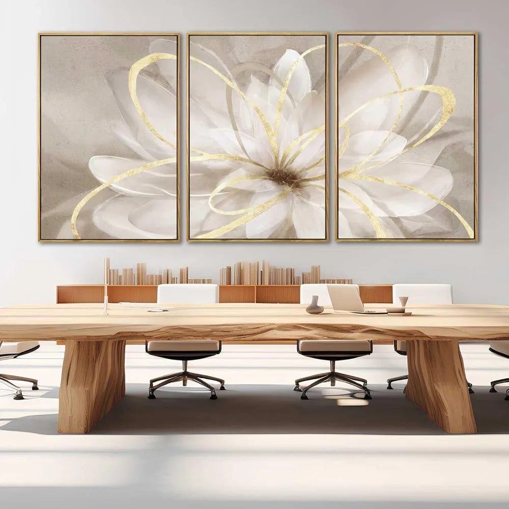 Posters & Prints, Gold Canvas Wall Art Abstract Line Painting foe Wall Decor