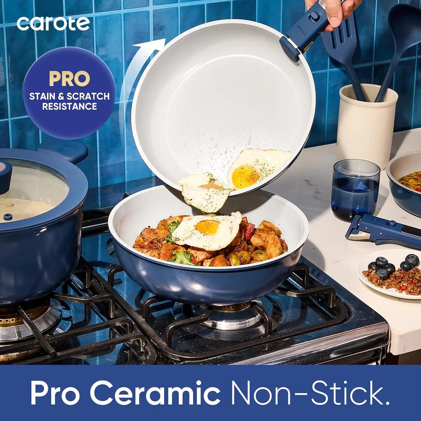 25pcs Ceramic Cookware Set Nonstick, Pots and Pans Set Non stick,