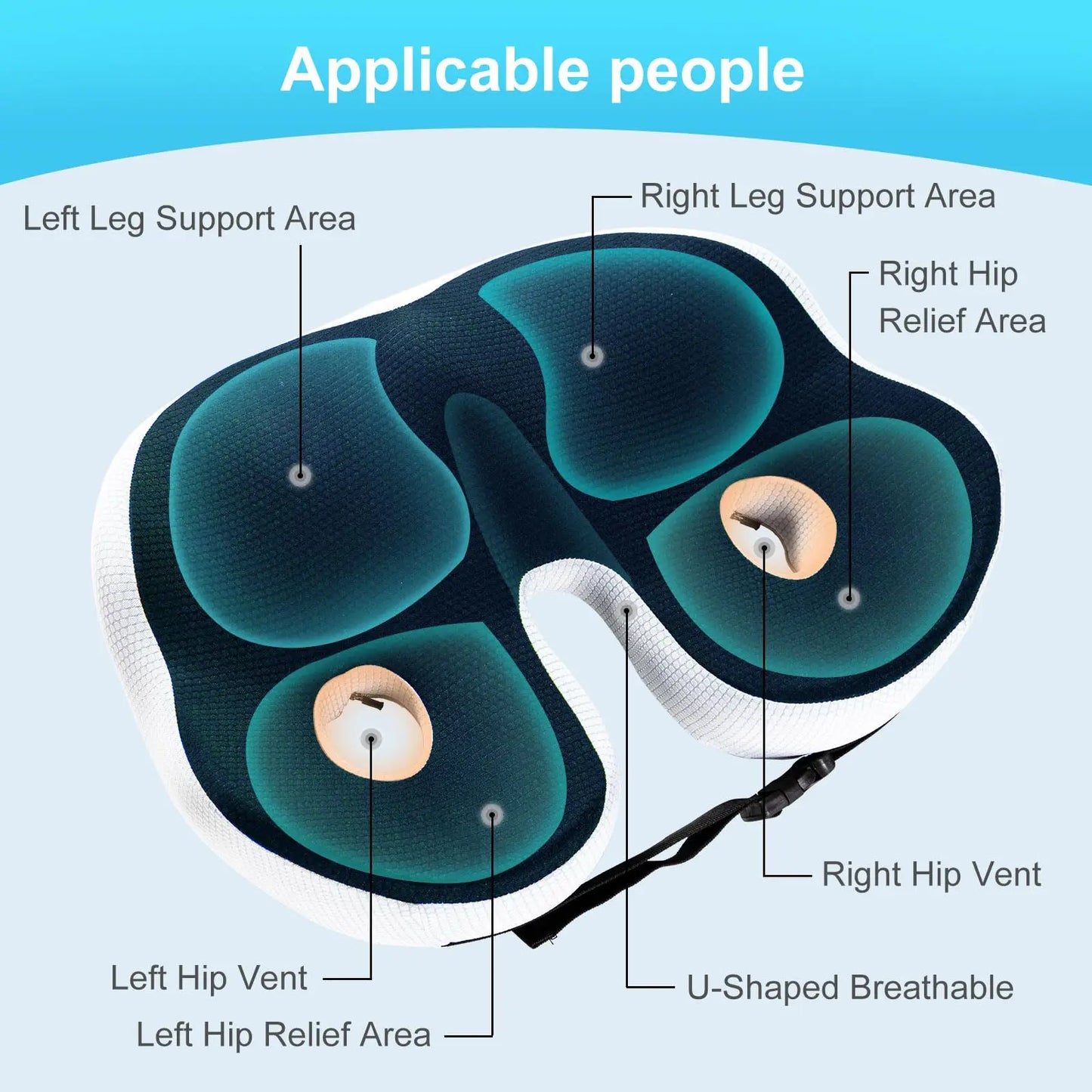 Ergonomic Memory Foam Seat Cushion for Sciatica Pain Relief, Larger Driving Seat Cushion for Short Drivers on Long Drives