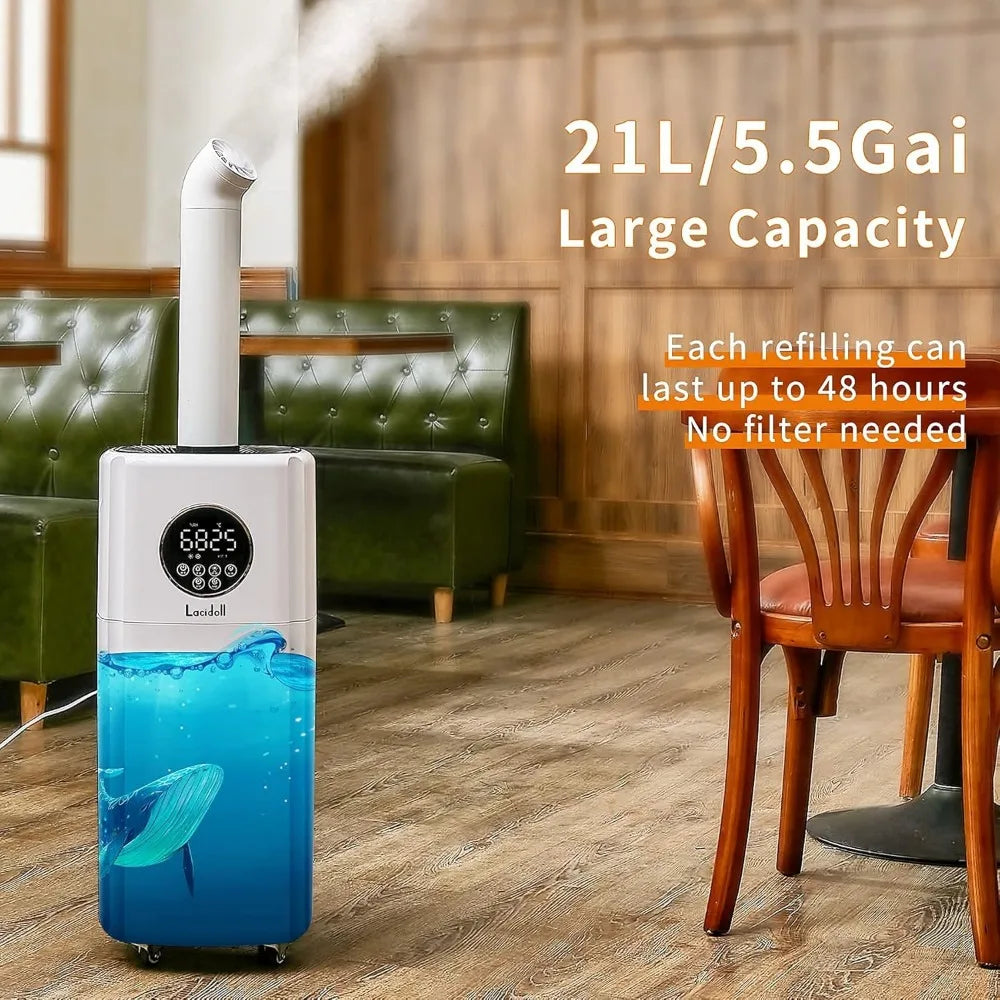 Humidifiers for Large Room Whole House Humidifier, 5.5Gal Cool Mist Top Fill Humidifier Floor Humidifier 21L