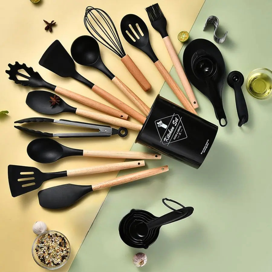 Non-stick Pot Special Cooking Tools Set With Storage Bucket, Multipurpose Kitchenware, Heat Resistant Cookwar