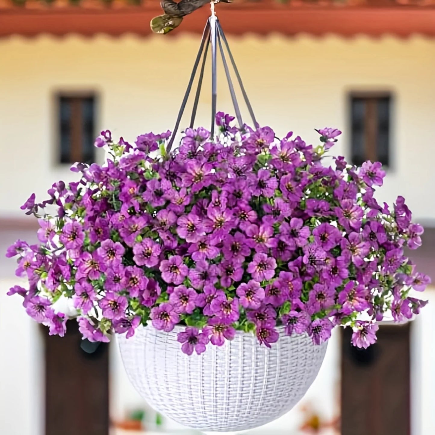 Fake Hanging Flowers With Basket -Artificial Flowers, Outdoor/Indoor Patio Lawn Decor,
