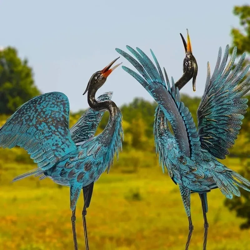 Garden Crane Sculptures & Statues Blue Heron Deco Bir outdoor