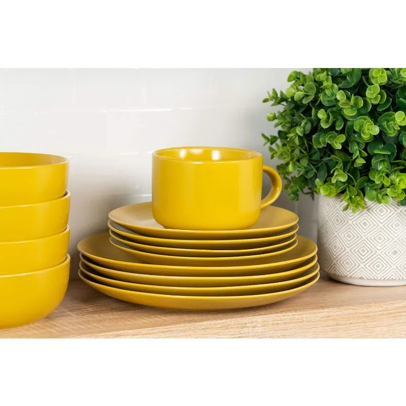 Wazee Matte Coupe Dinnerware Set, 16 pc, Midnight Blue