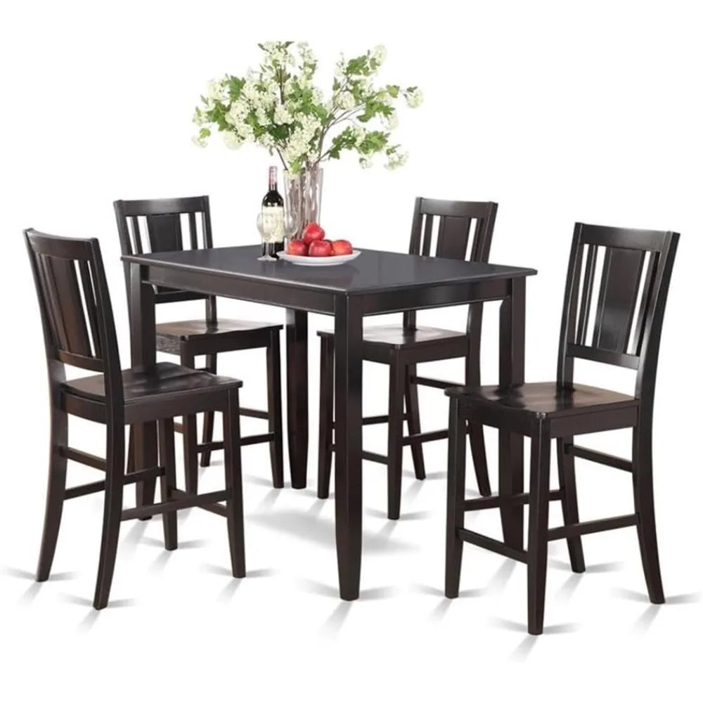 5 Piece Kitchen Counter Set Includes a Rectangle Dining Rooms Table and 4 Dinings Chairs, Dining Room Sets