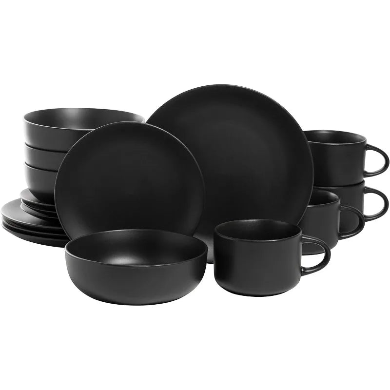 Wazee Matte Coupe Dinnerware Set, 16 pc, Midnight Blue