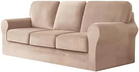 7 Piece Stretch Velvet Ektorp Sofa Covers, for 1 Base Cover, 3 Cushion Couch Cover and 3 Backrest Cover, for Living Room