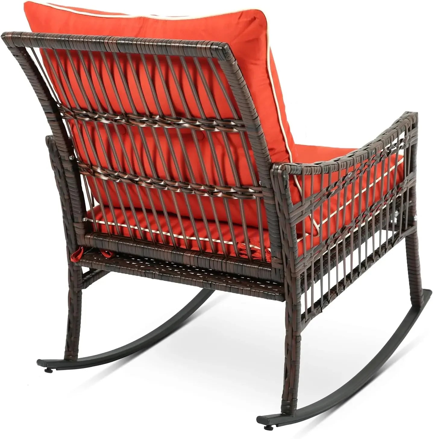 Furniture Set, Outdoor Rocking Chairs Set of 2, Patio Conversation Set with 2 Wicker Chairs with Coffee Table and