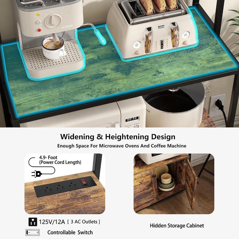 Bread rack, five layer shelf with power socket, microwave shelf, vertical kitchen storage