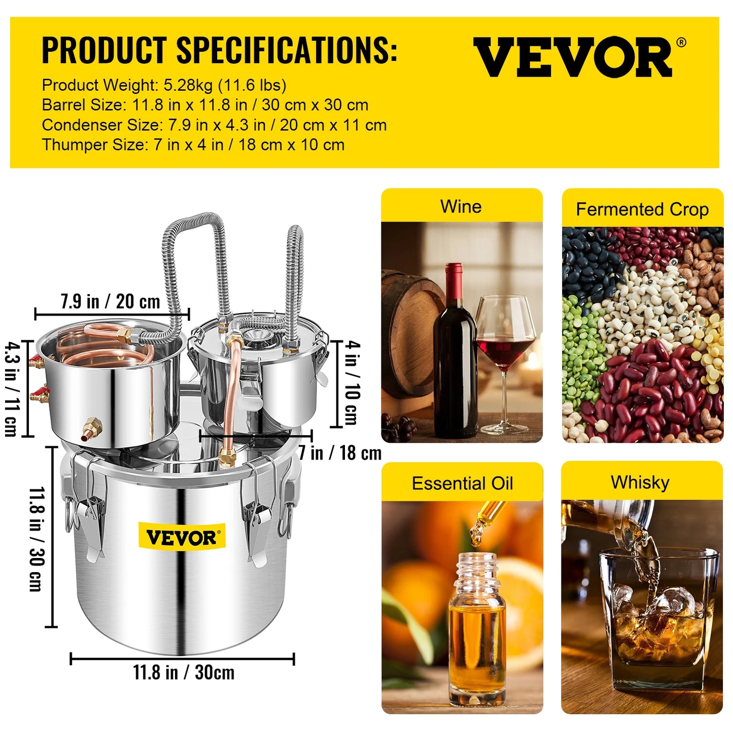 Alcohol Brewing Distiller DIY Moonshine Apparatus Stainless Steel Still Whisky Beer Brandy Home Appliance