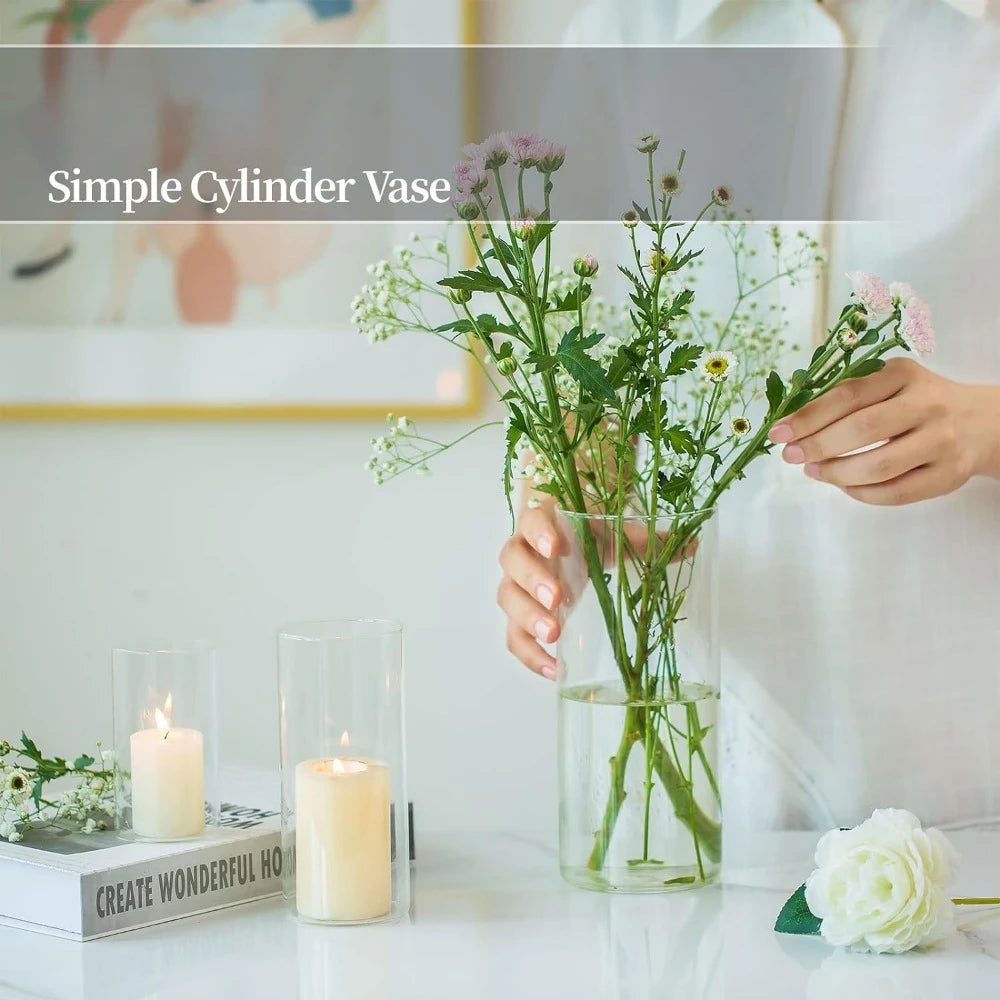 Cylinder Glass Vase Set of 30 Modern Clear Vases for Flowers Room Decor