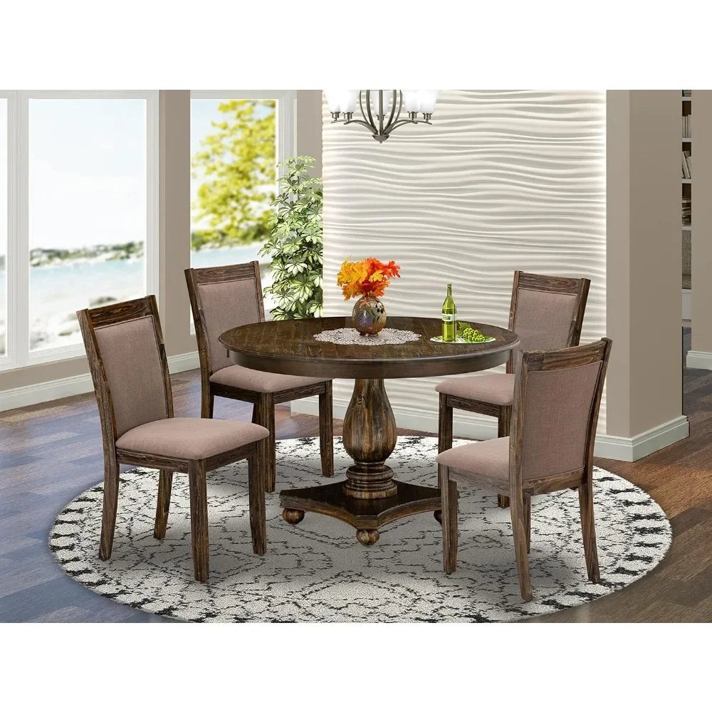 Kitchen Set for 4 Includes A Round Dining Room Table with Pedestal, Dining Room Sets