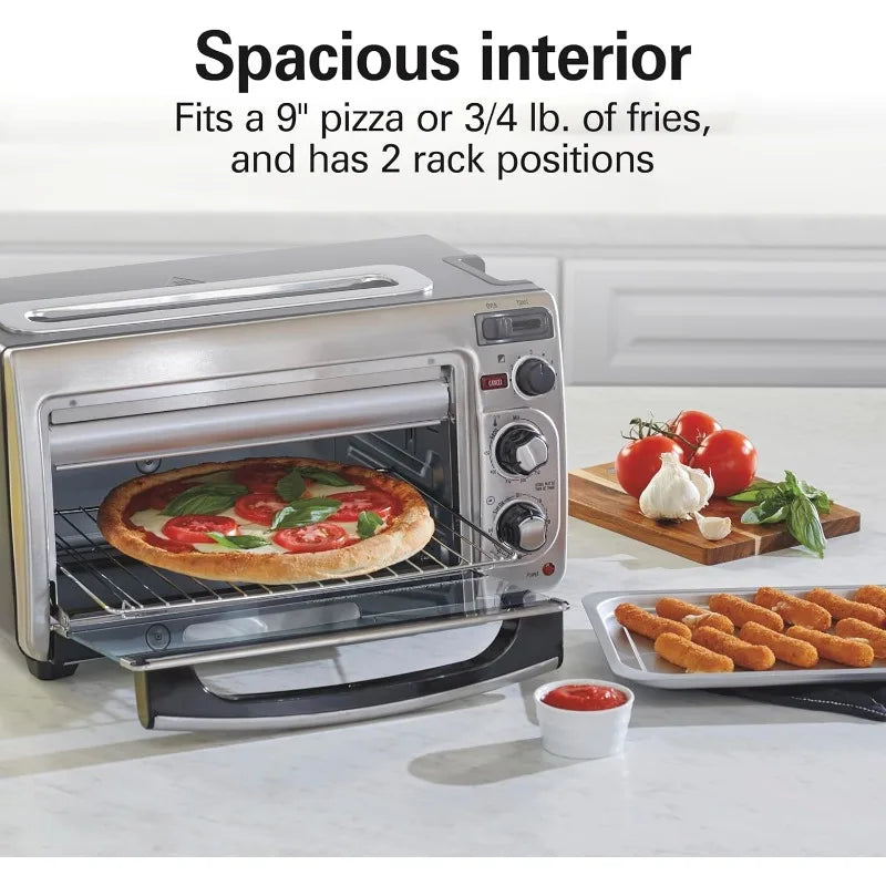 Toaster Oven and Long Slot 2 Slice Toaster, 60 Minute Timer and Automatic Shut Off