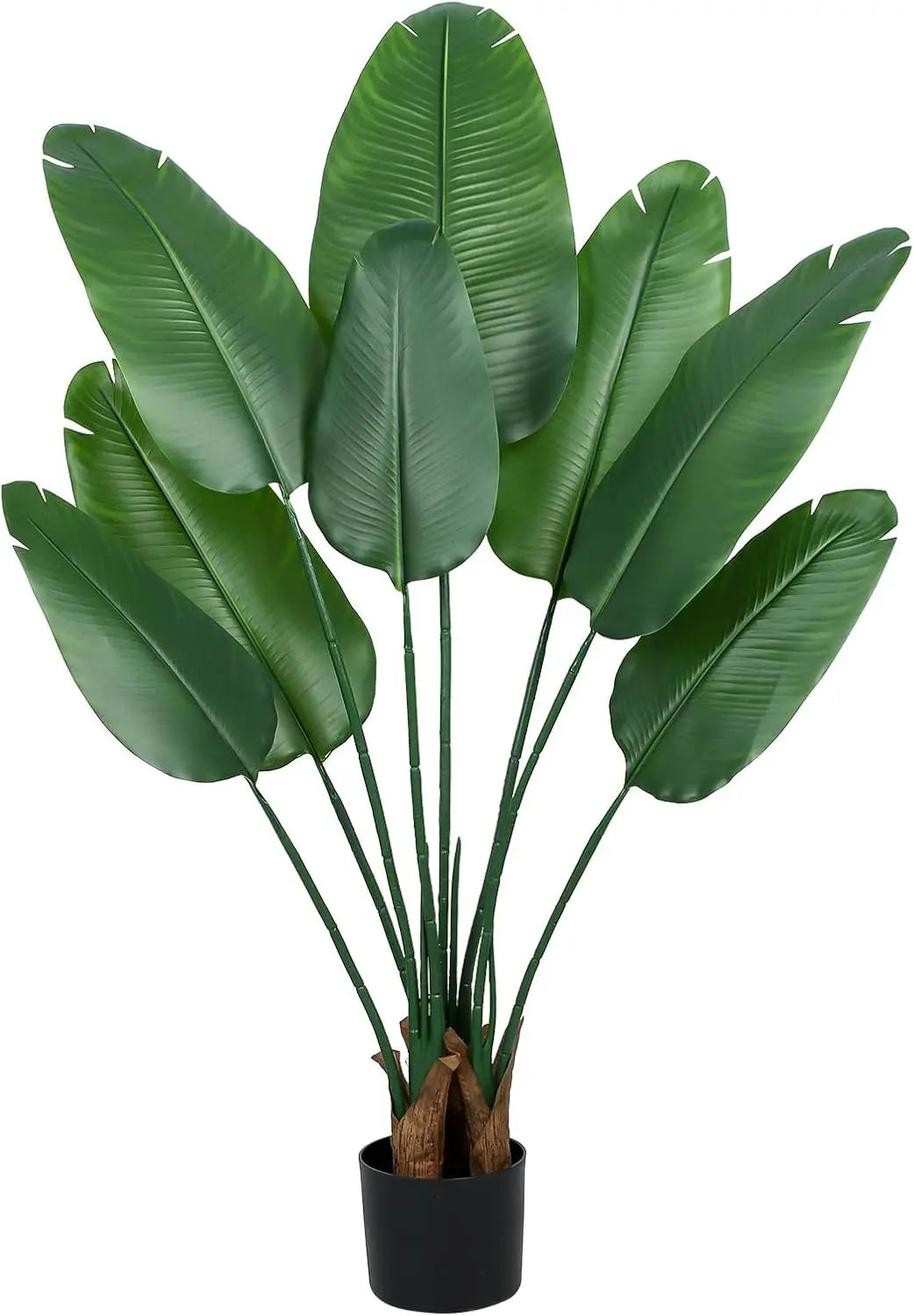Artificial Bird of Paradise Plant 5 Ft Tall Fake Banana Leaf Plant for Indoors and Outdoors,Faux Palm Tree with Plastic Pot