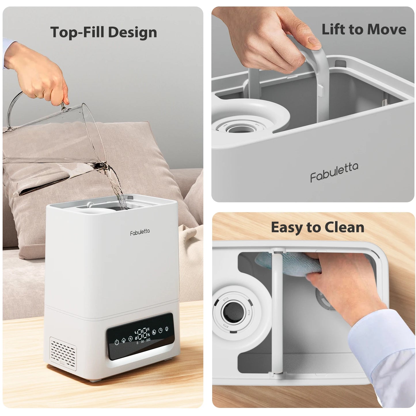 FABULETTA Humidifiers for Bedroom, 6L Cool Mist Humidifiers Top Fill Essential Oil Diffuser for Baby