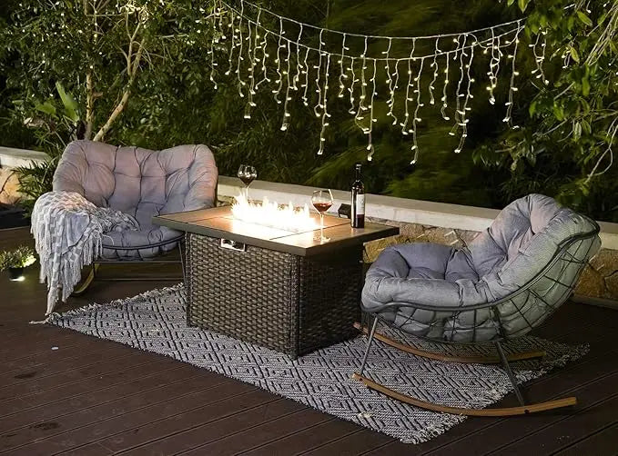 Royal Rocking Chairs, Coated Outdoor Rocking Recliner Chair Set of with Cushion for Front Porch Garden Patio Backyard