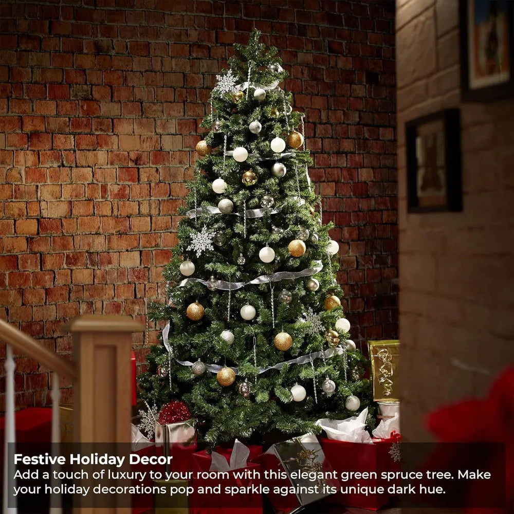 Realistic Green Spruce Artificial Holiday Christmas Tree with Sturdy Metal Stand