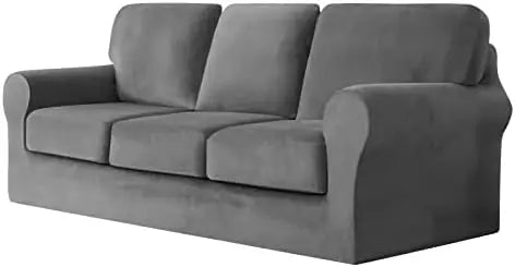 7 Piece Stretch Velvet Ektorp Sofa Covers, for 1 Base Cover, 3 Cushion Couch Cover and 3 Backrest Cover, for Living Room