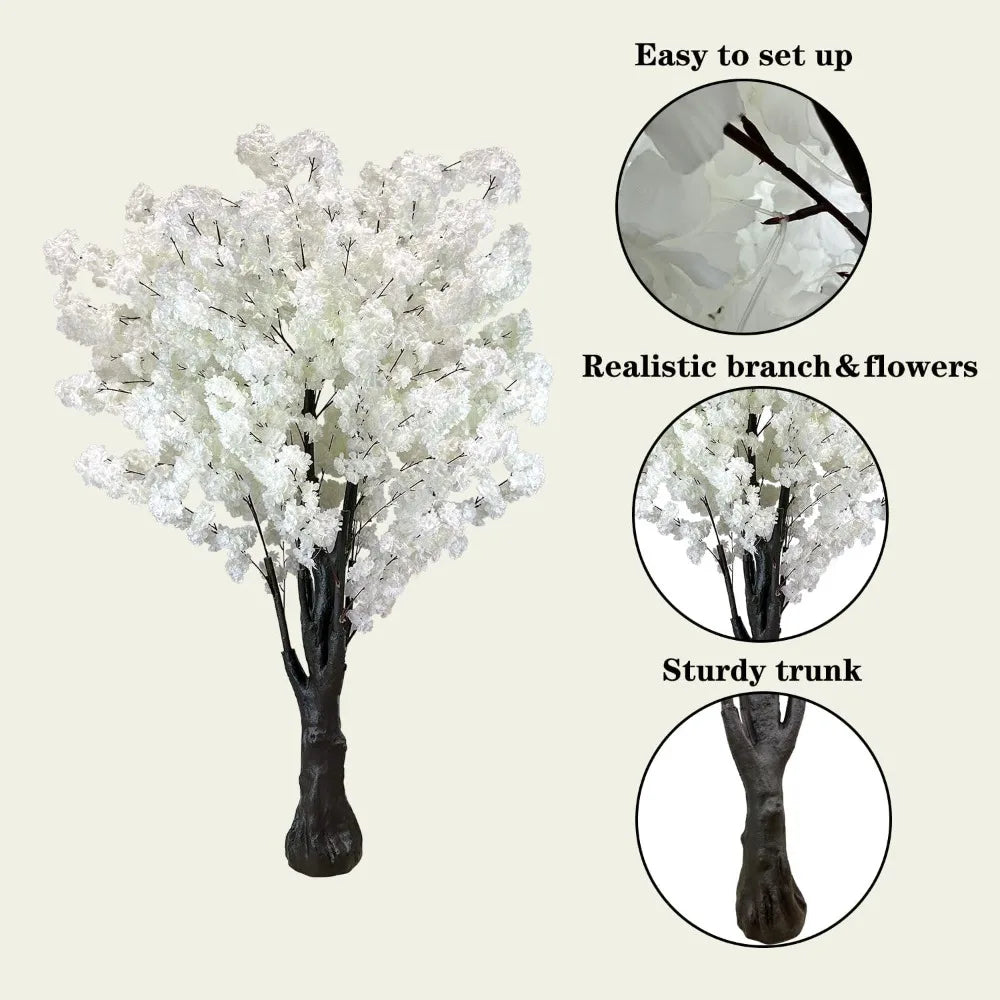 White Artificial Cherry Blossom Trees Faux Cherry Blossom Tree White Tree for Office HomeOutdoor Decor