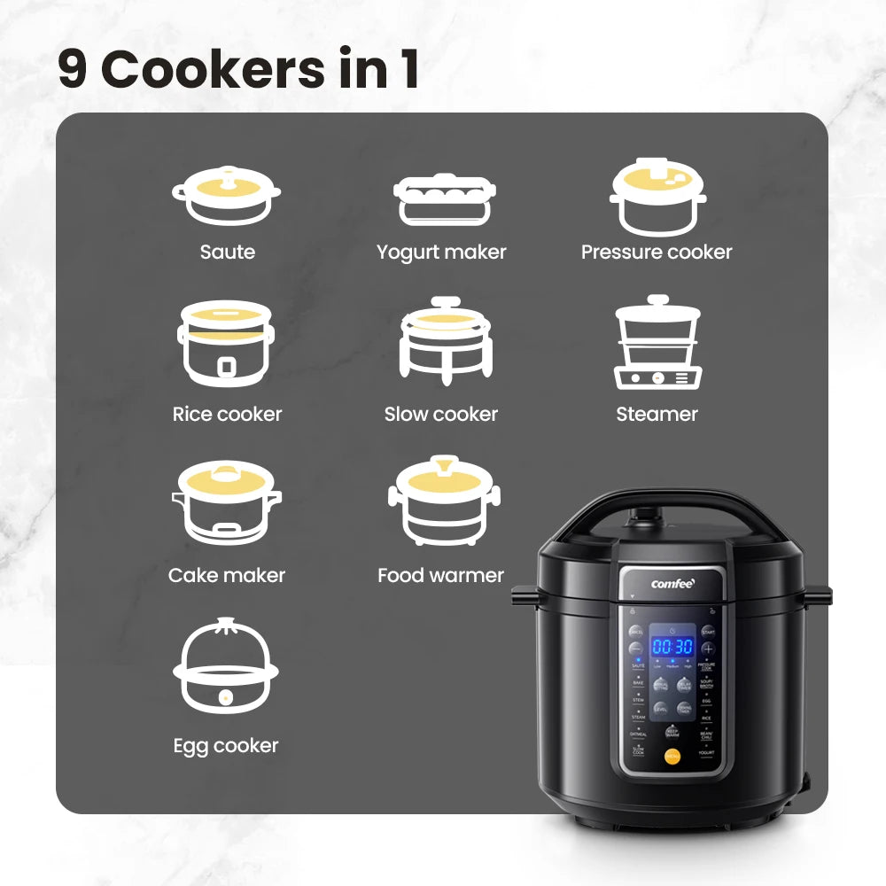 Electric Pressure Cooker 13 Presets Instant Multi Cooker Olla de Presion Slow Rice Cooker Non-Stick Pot