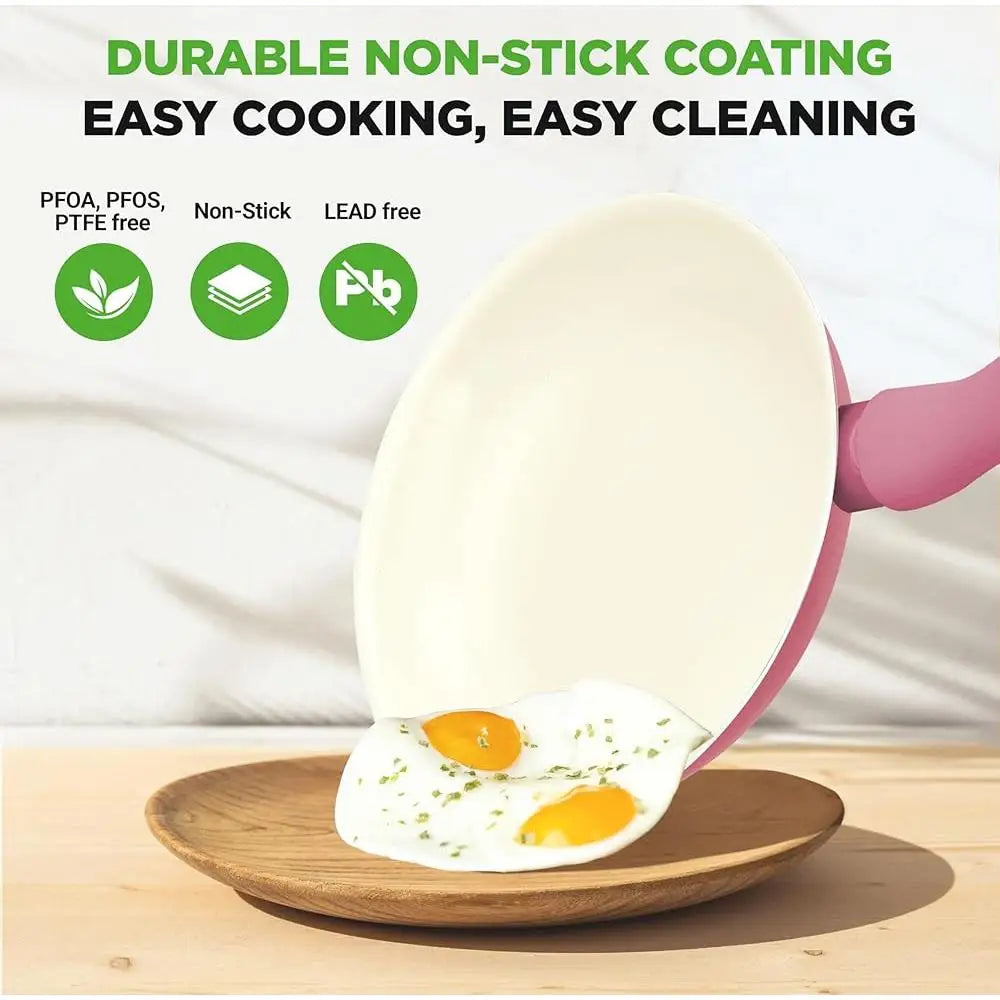 Complete Kitchen Cookware Set Non Stick Ceramic Pots Pans Utensils Bakeware Knife Cutting Boards All Cooktops