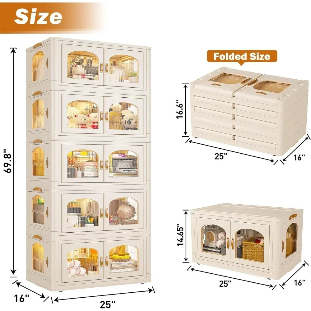 Storage Bins with Lids, Large Stackable Bins with Wheels and Doors, Storage