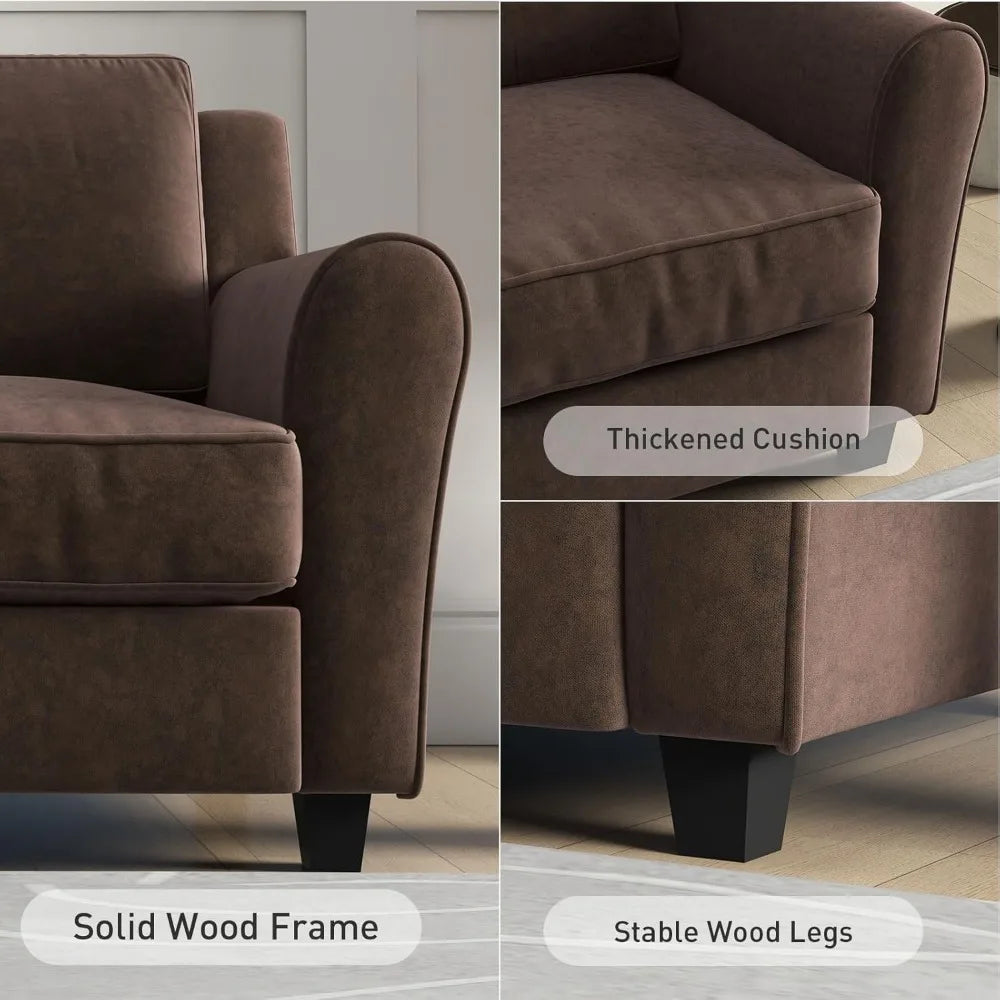 2 Piece Sofa Set, 2-Seater and 3-Seater Couch and 74 inch Couch, Modern Comfy Sofas with Thicked Cushion