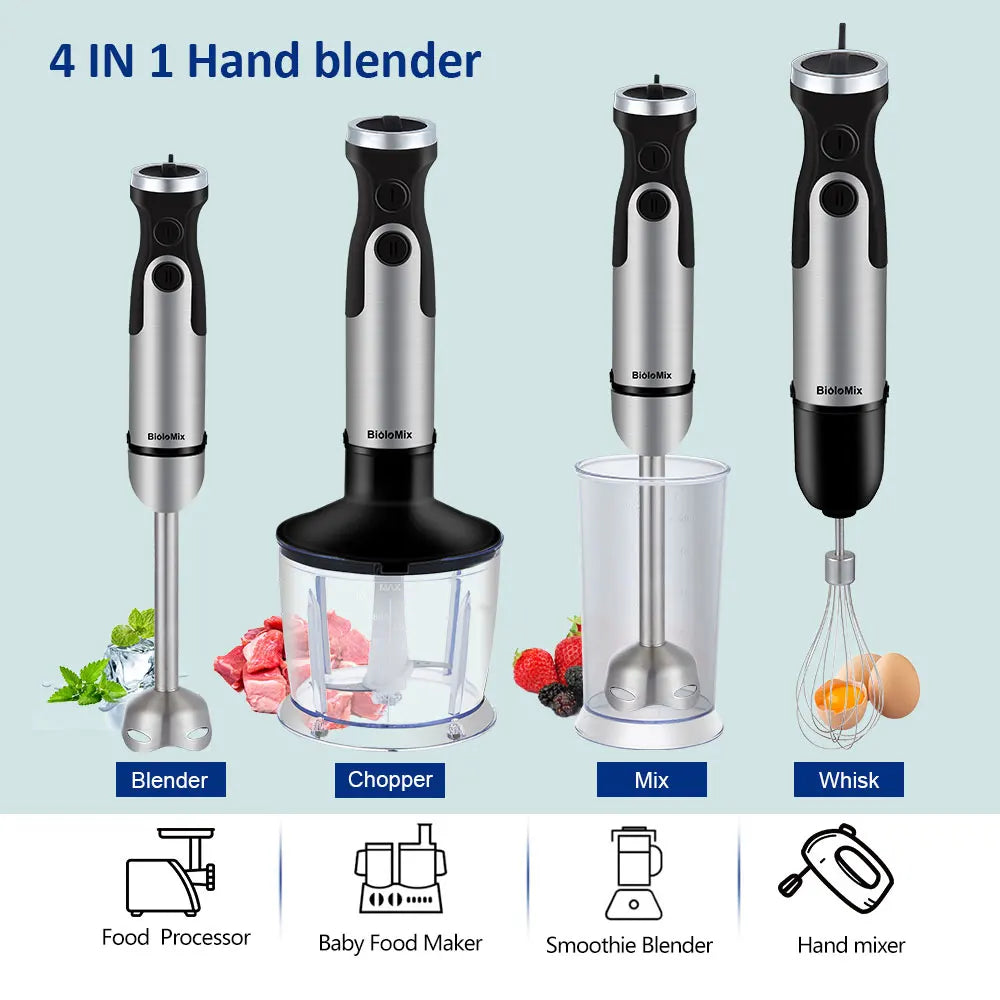 Hand Stick Blender Mixer Vegetable Meat Grinder 800ml Chopper Whisk 600ml Smoothie Cup