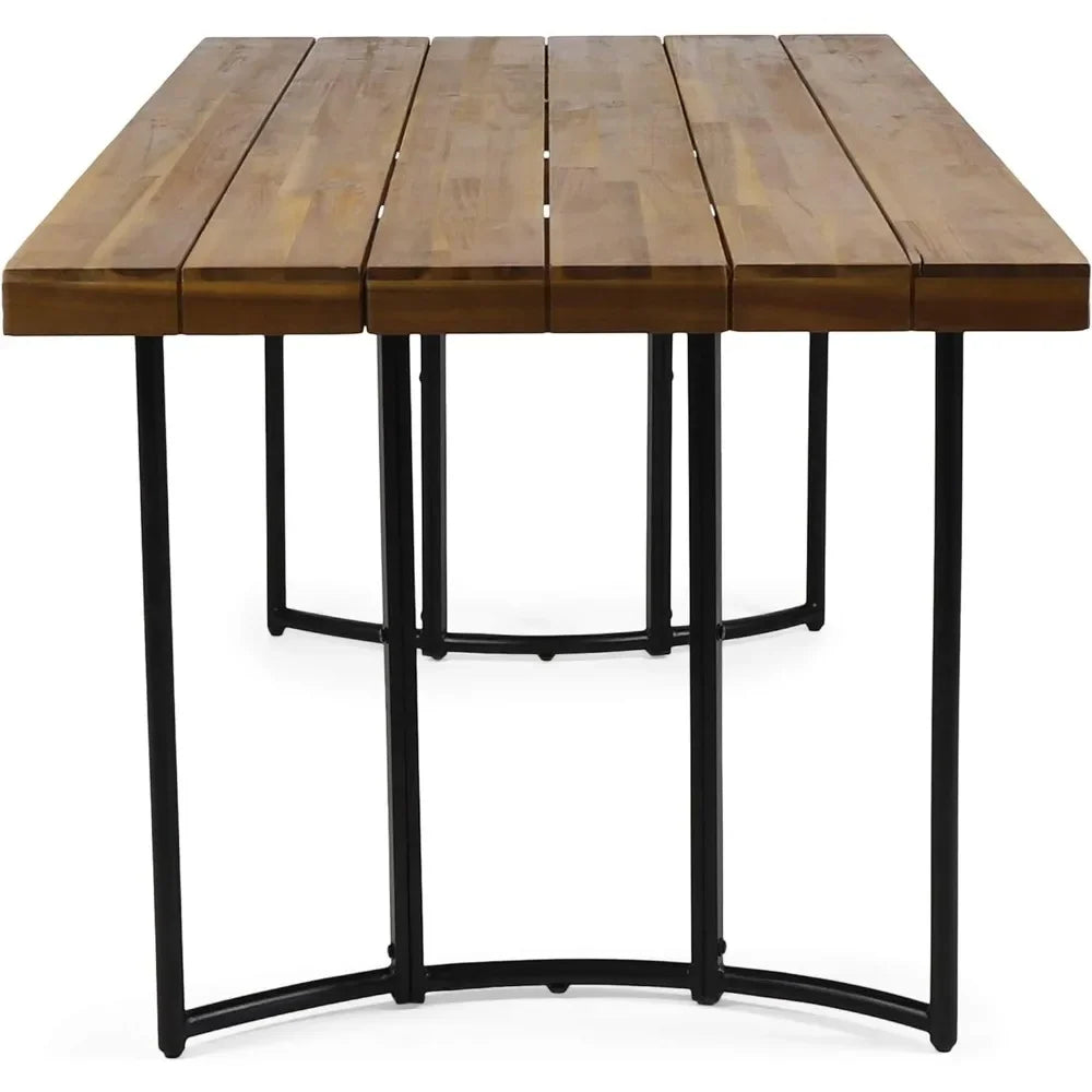 Outdoor Modern Industrial Acacia Wood Dining Table Outdoor Garden Furniture